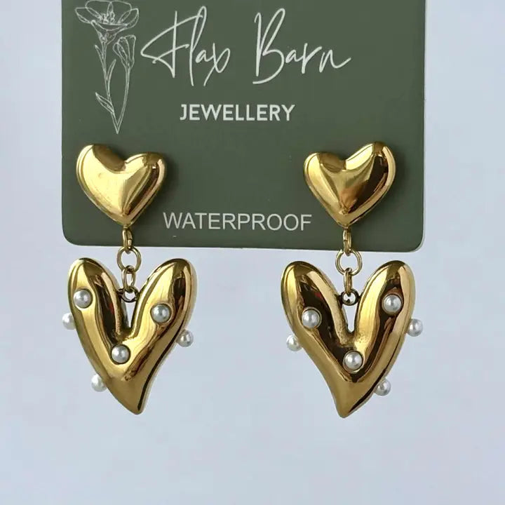 Peal Heart Drop Earrings