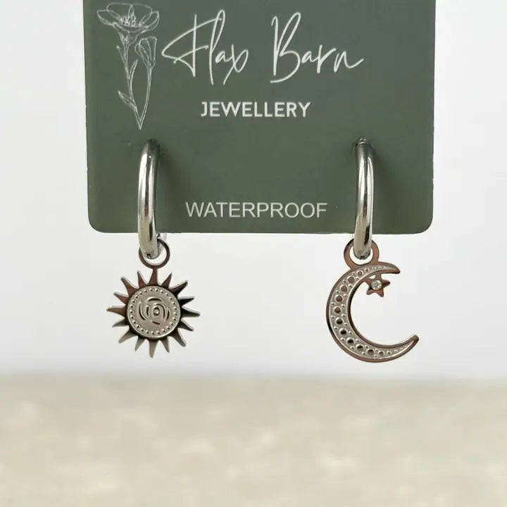 Sun and Moon Huggie Earrings